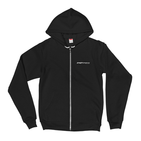 247 Sports White Logo Zip Up Hooded Sweeatshirt - Paramount Shop