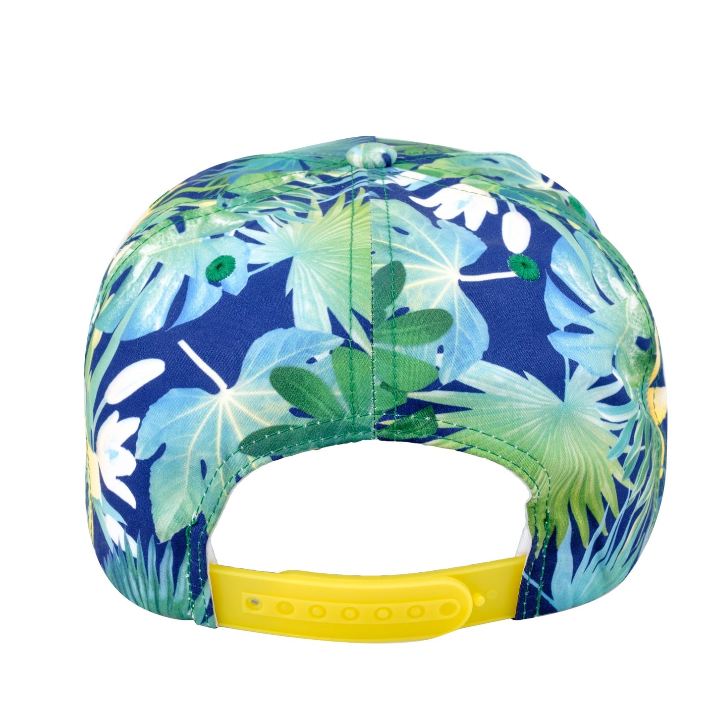 Side view of the SpongeBob SquarePants tropical snapback hat showing the adjustable closure.