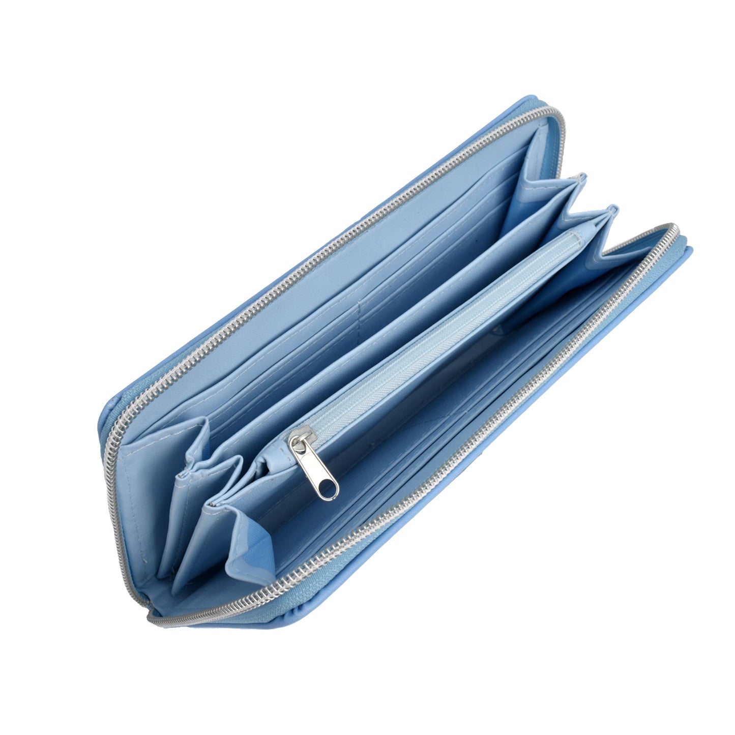 Side view of the Avatar Momo zipper wallet showing the secure zipper closure.