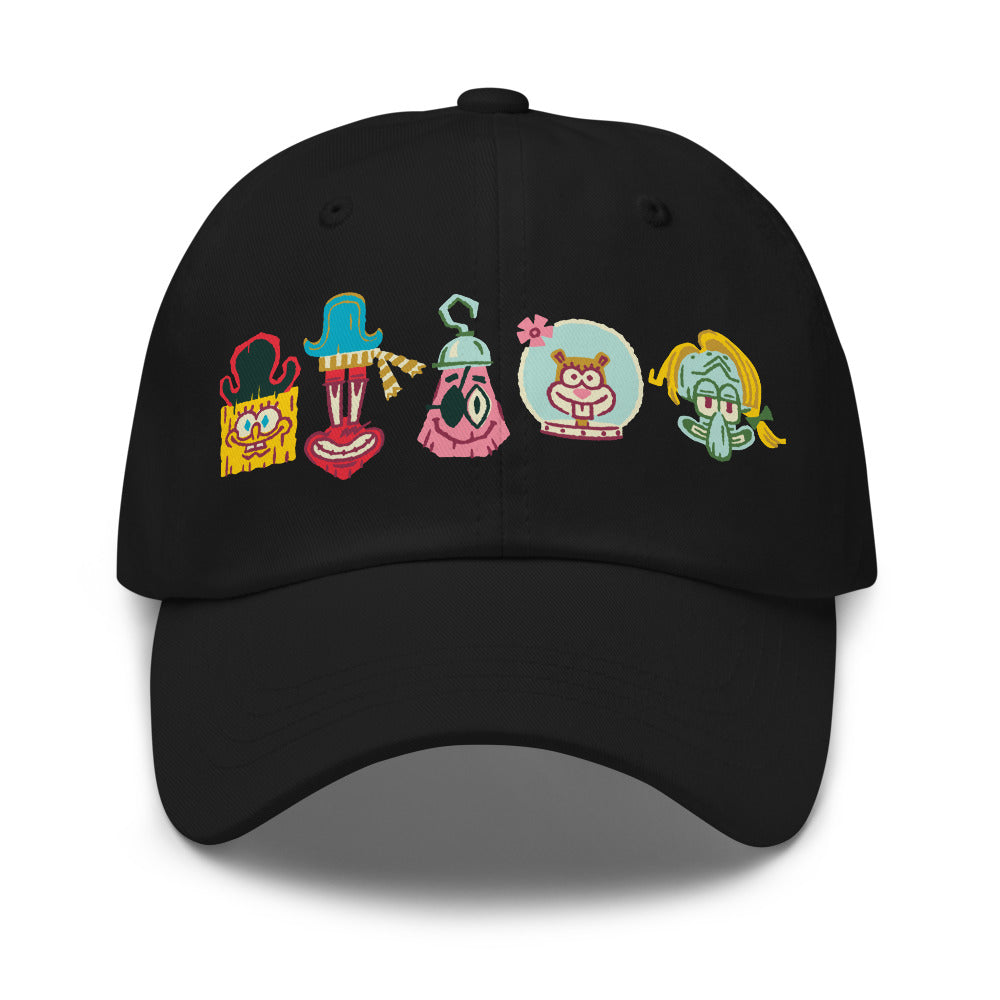 SpongeBob SquarePants Movie Characters Classic Dad Hat Black