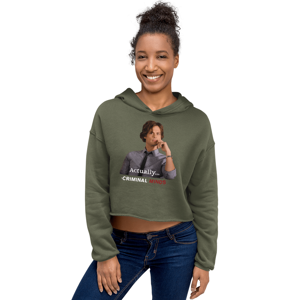 Criminal Minds Spencer Reid Actually... Women's Fleece Crop Hooded Sweatshirt - Paramount Shop