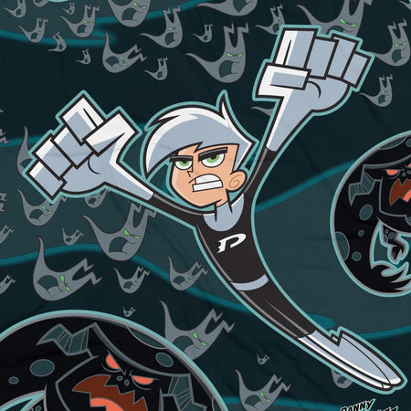 Danny Phantom Phantom In Flight Grey Fleece Blanket - Paramount Shop
