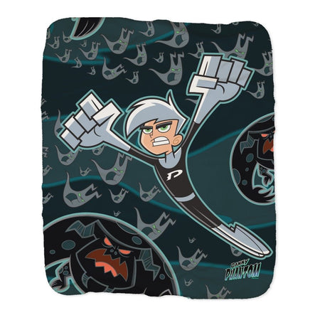 Danny Phantom Phantom In Flight Grey Sherpa Blanket - Paramount Shop