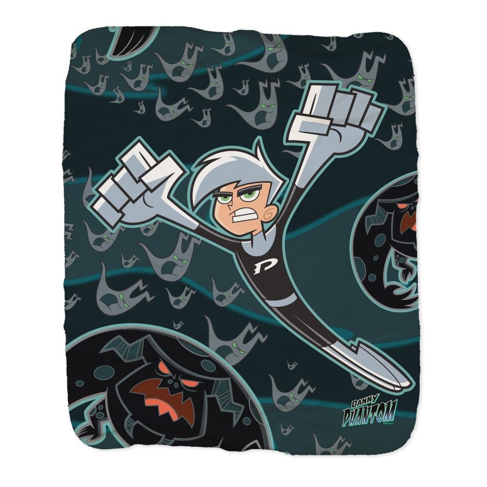 Danny Phantom Phantom In Flight Grey Sherpa Blanket - Paramount Shop