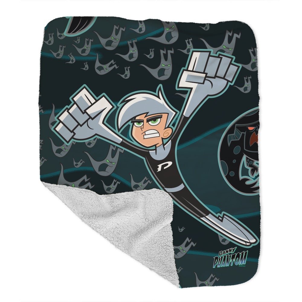 Danny Phantom Phantom In Flight Grey Sherpa Blanket - Paramount Shop