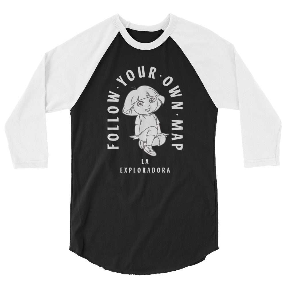 Dora the Explorer Follow Your Own Map Unisex 3/4 Sleeve Raglan Shirt - Paramount Shop