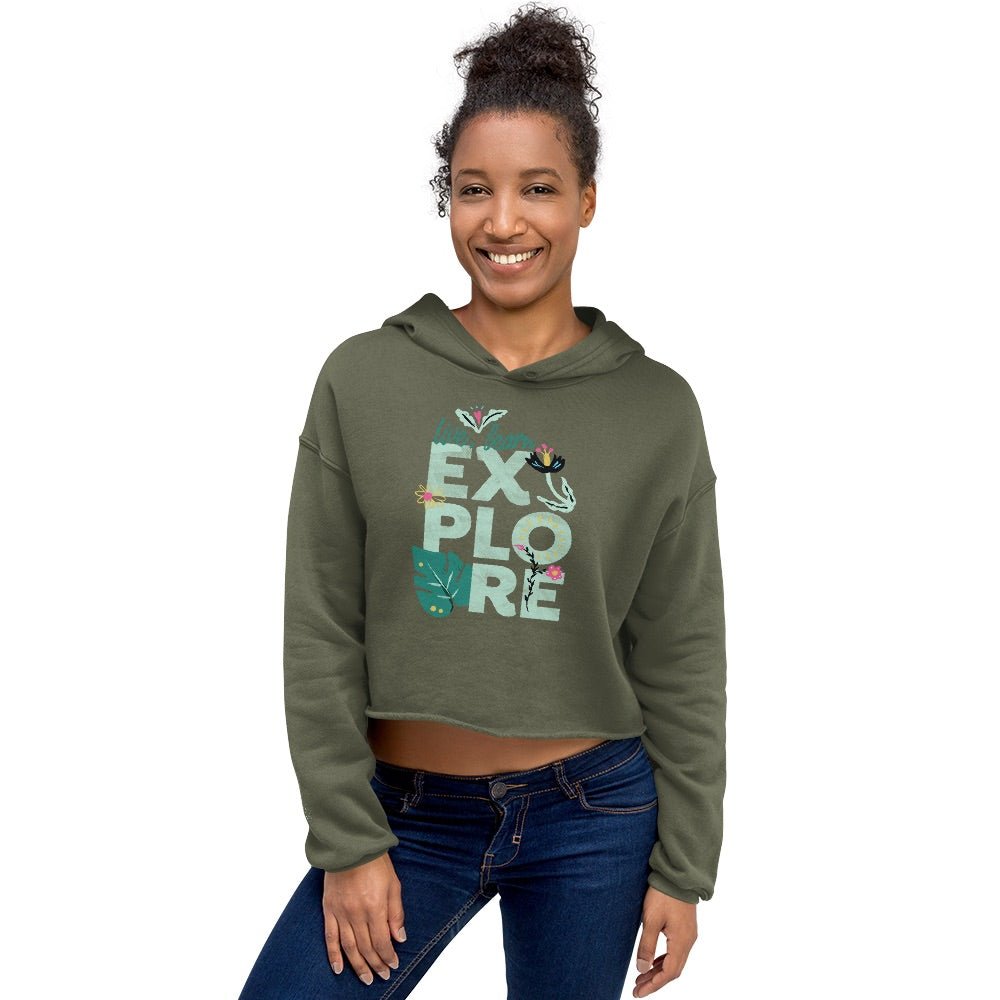 Dora the Explorer Live, Learn, Explore Women's Fleece Crop Hooded Sweatshirt - Paramount Shop