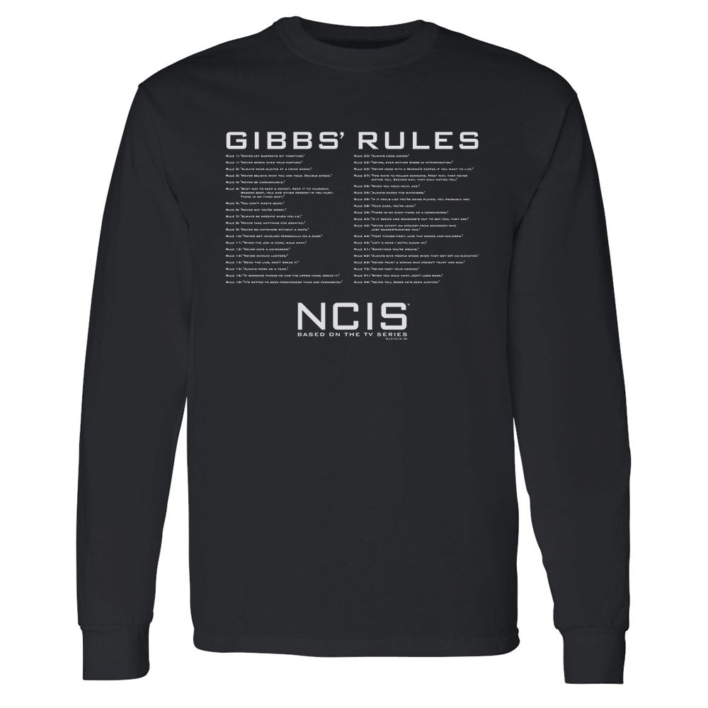 NCIS Gibbs Rules Adult Long Sleeve T - Shirt - Paramount Shop