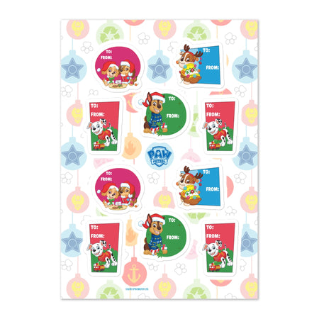 Paw Patrol Christmas Gift Label Sticker Sheet - Paramount Shop