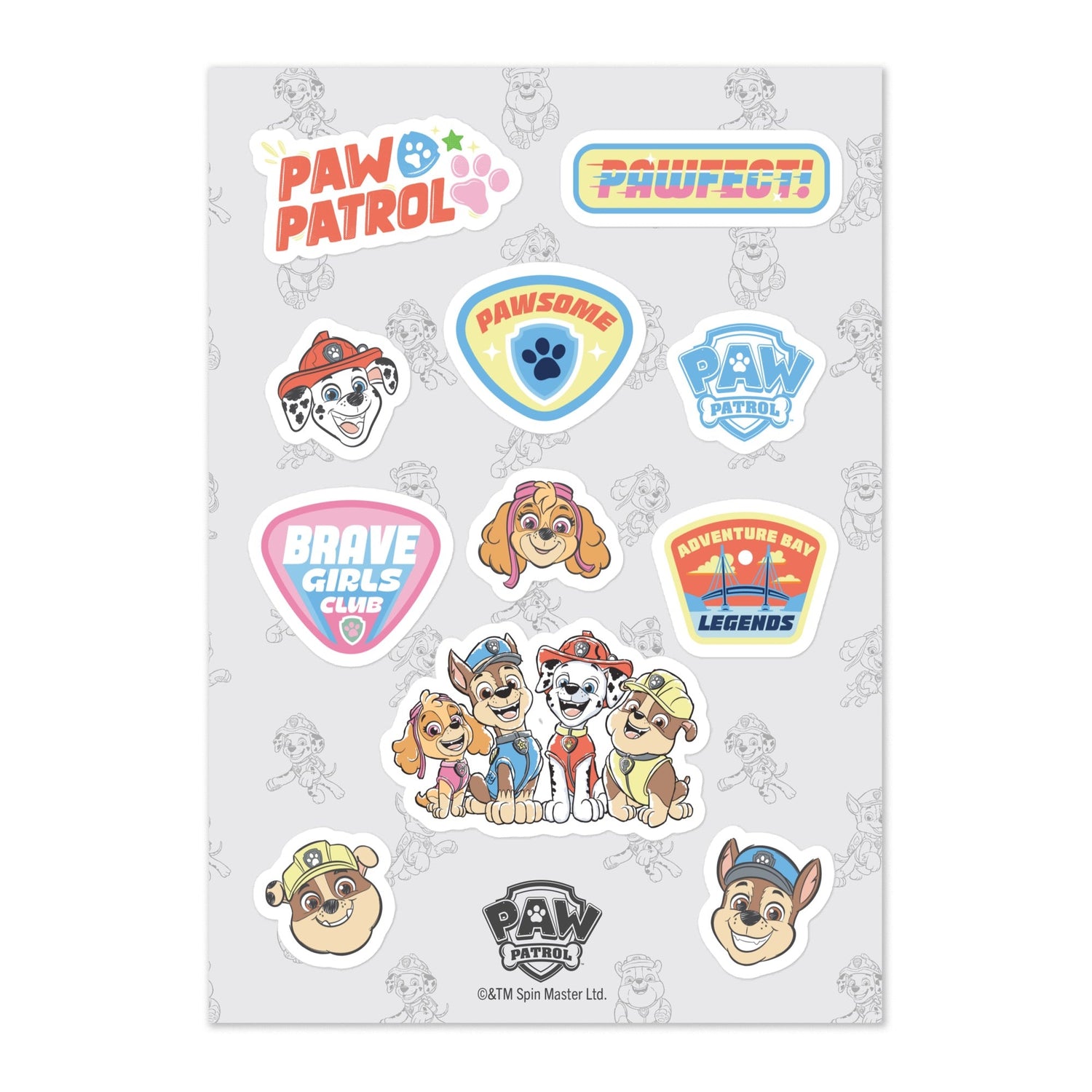 PAW Patrol Roll With The Pack Kiss Cut Sticker Sheet - Paramount Shop