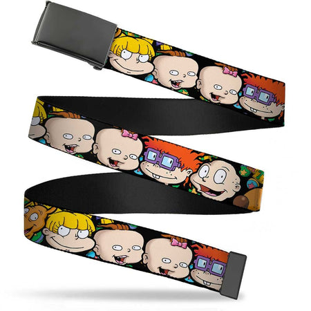 Rugrats Character Faces Close - Up Black Buckle Web Belt - Paramount Shop