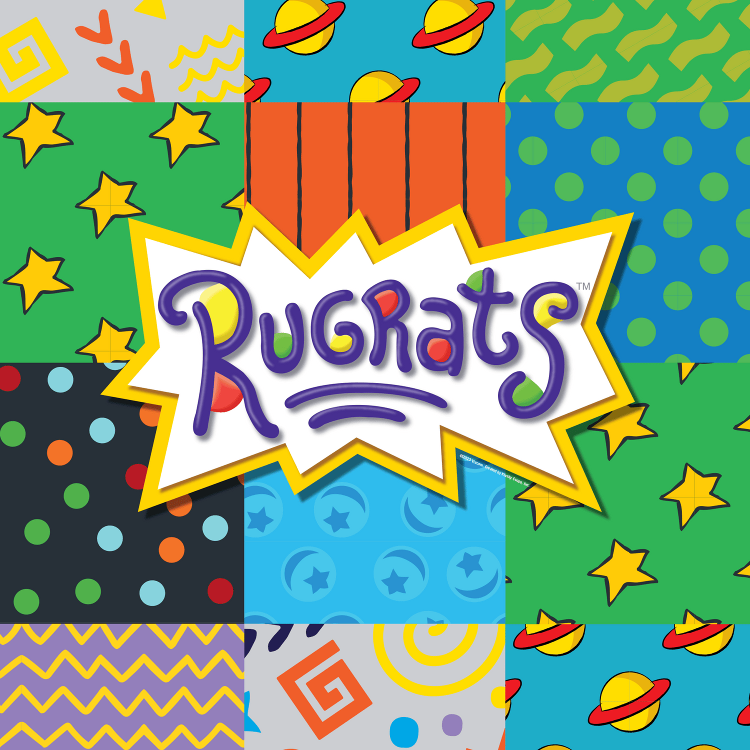 Rugrats Pattern Grey Sherpa Blanket - Paramount Shop