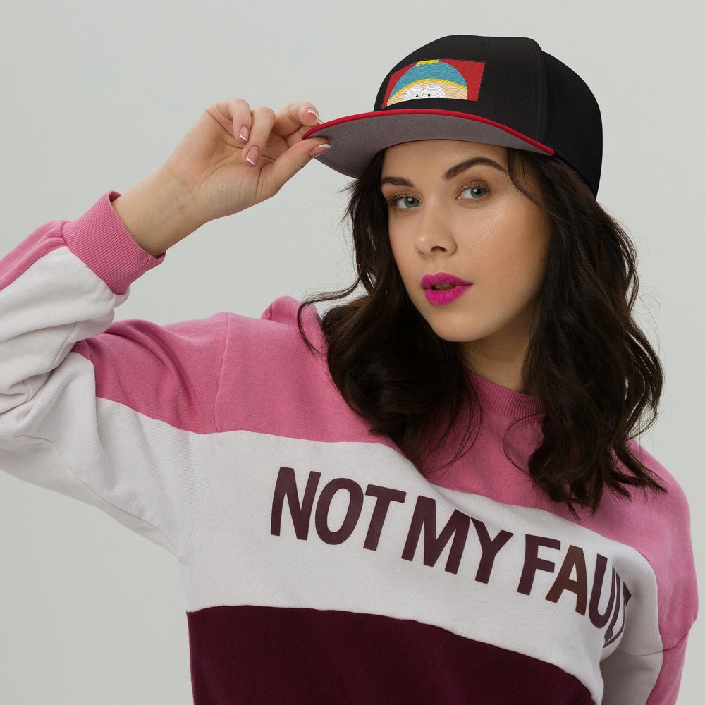 South Park Cartman Face Embroidered Snapback Hat - Paramount Shop