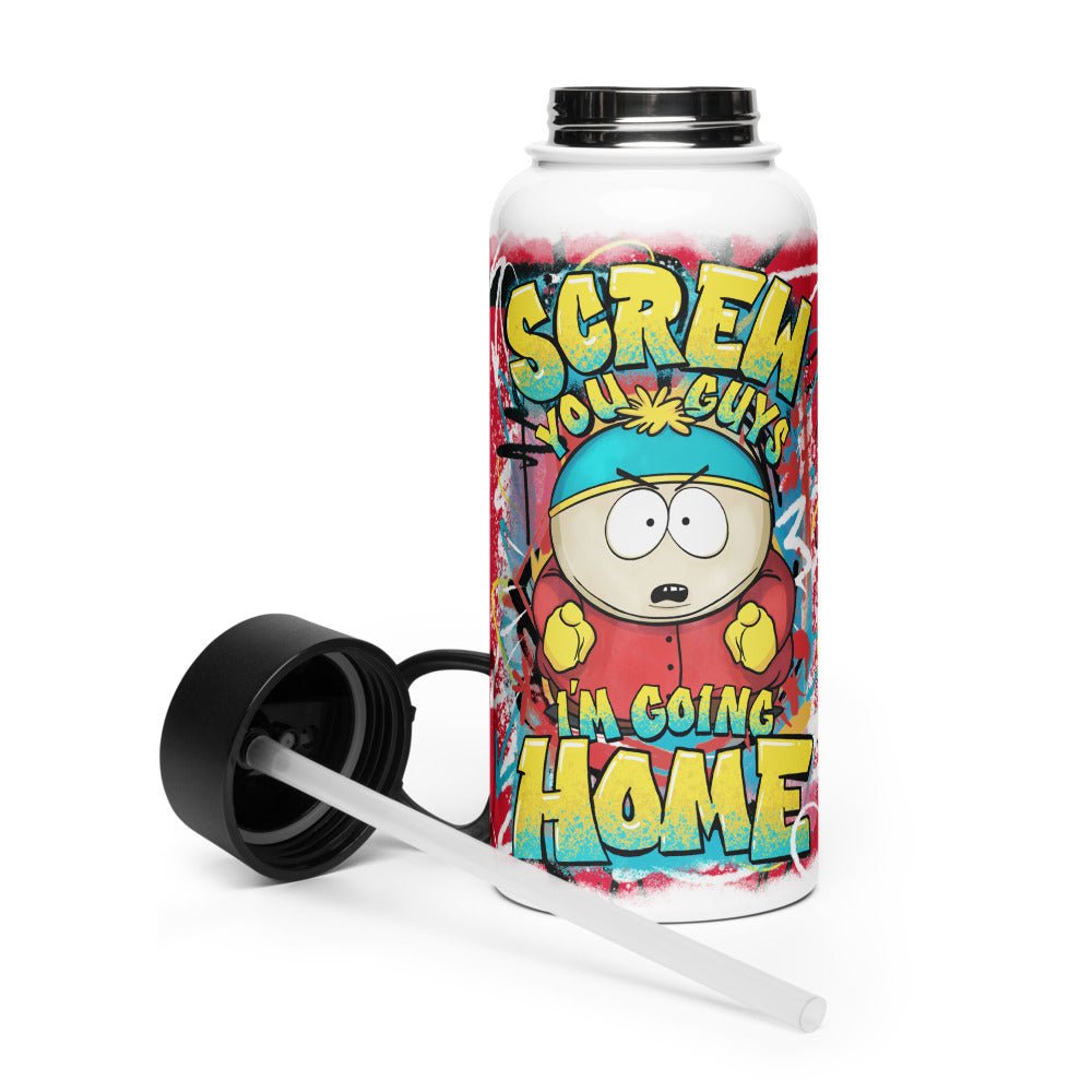 South Park Cartman Screw You Guys Stainless Steel Water Bottle with a Straw Lid - Paramount Shop