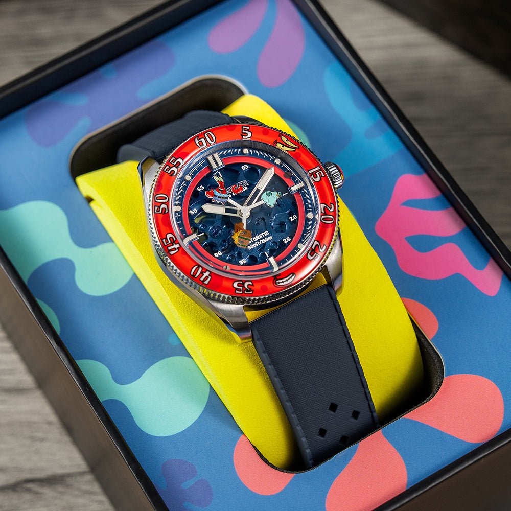 Spinnaker Croft Mid - Size Skeleton Automatic SpongeBob SquarePants Limited Edition Blue Watch - Paramount Shop