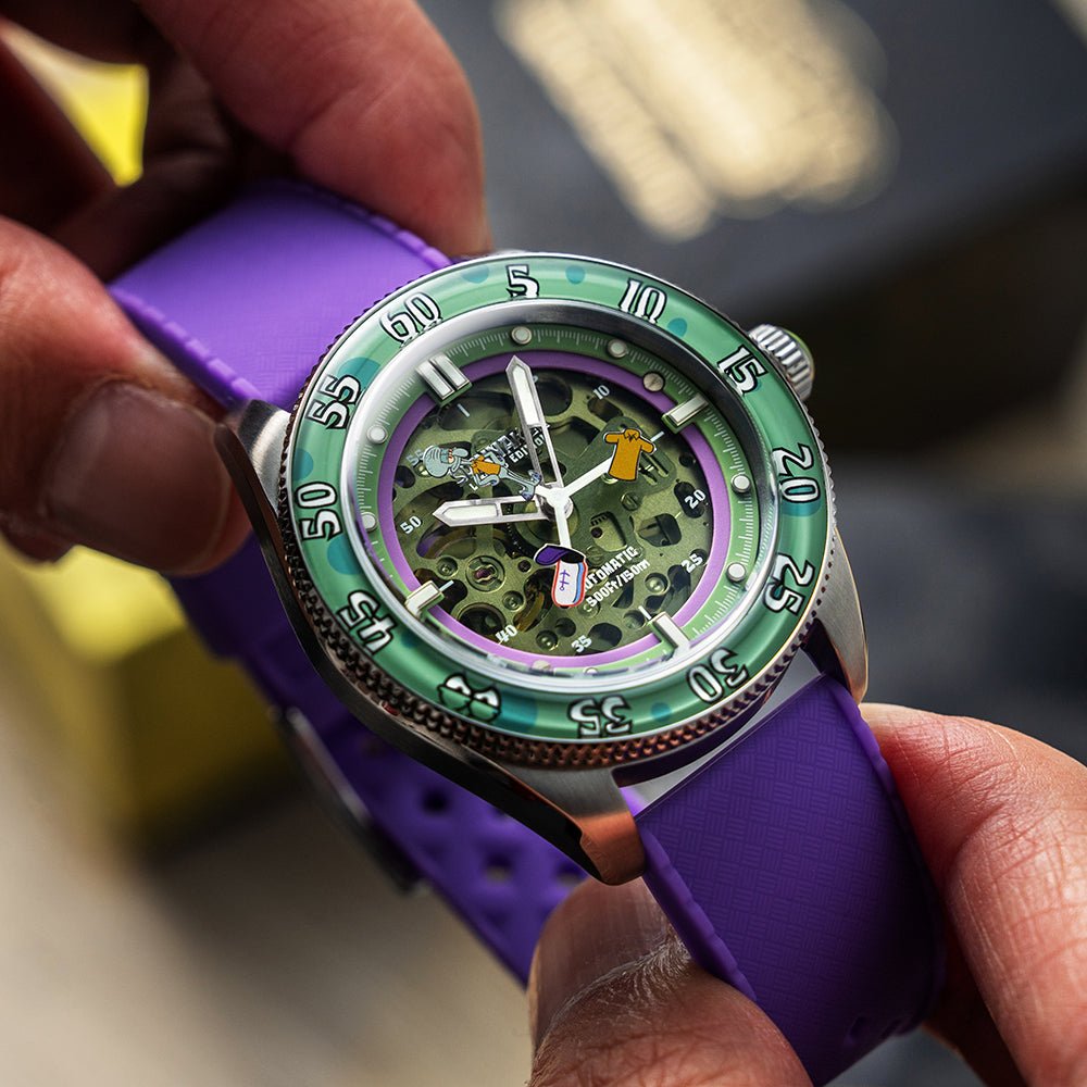 Spinnaker Croft Mid - Size Skeleton Automatic SpongeBob SquarePants Limited Edition Purple Watch - Paramount Shop