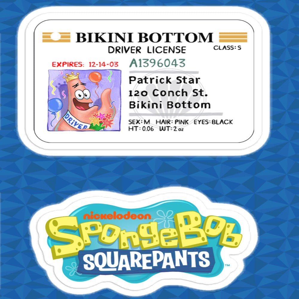 SpongeBob Bikini Bottom Driver License Sticker Sheet - Paramount Shop