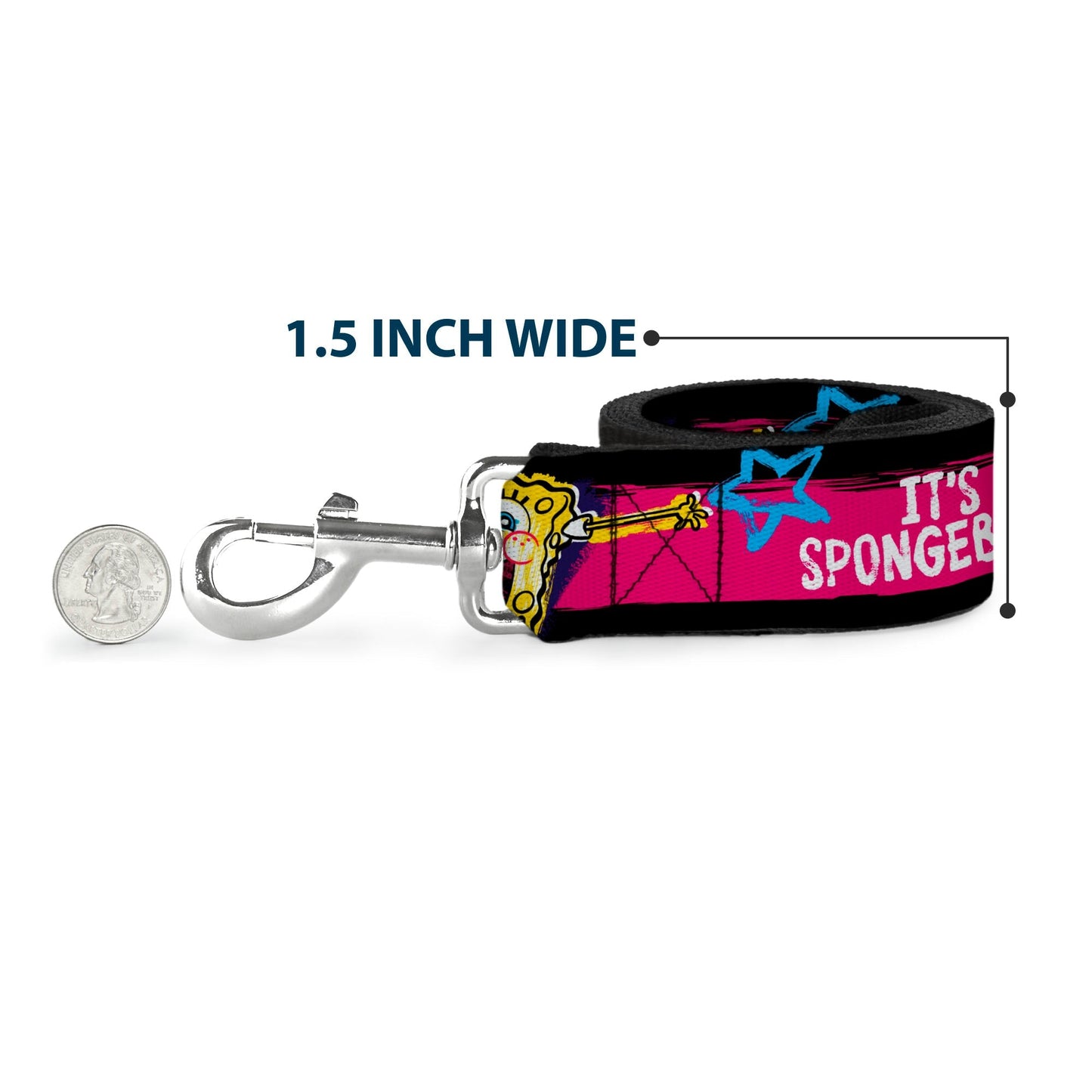 SpongeBob Dog Leash Pose IT'S SPONGEBOB! Stripe Black/Pink/Blue/White Various Sizes - Paramount Shop