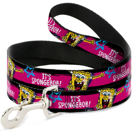 SpongeBob Dog Leash Pose IT'S SPONGEBOB! Stripe Black/Pink/Blue/White Various Sizes - Paramount Shop