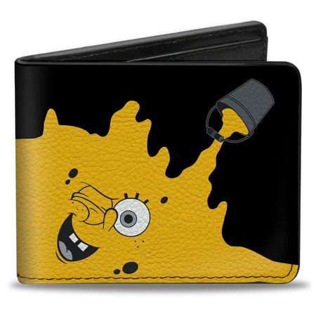 SpongeBob SquarePants Bi - Fold Wallet Paint Bucket Black Yellow Vegan Leather - Paramount Shop