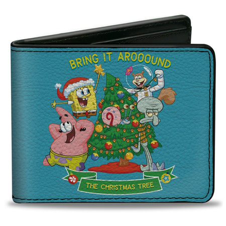 SpongeBob SquarePants Bi - Fold Wallet THE CHRISTMAS TREE Group Pose Men's Blue - Paramount Shop