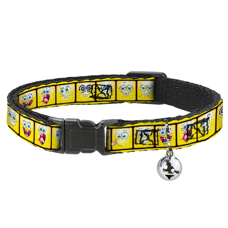 SpongeBob SquarePants Cat Collar 10 - Expressions Filmstrip Breakaway with Bell Yellow Black White - Paramount Shop