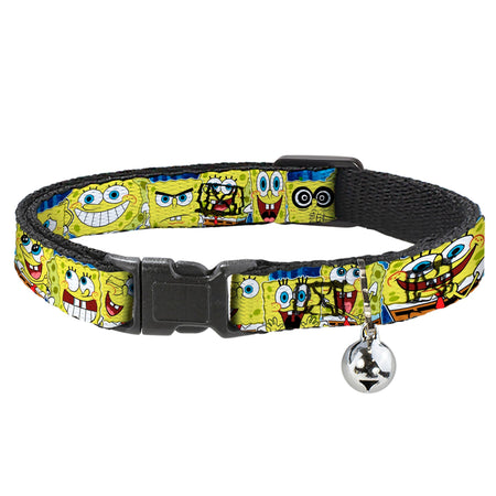 SpongeBob SquarePants Cat Collar Expressions Stripe Breakaway with Bell Blue - Paramount Shop