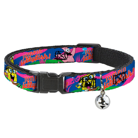 SpongeBob SquarePants Cat Collar Nerd SpongeBob & Patrick Starfish Running JUMPIN' JELLYFISH! Breakaway with Bell Multi Color Red - Paramount Shop