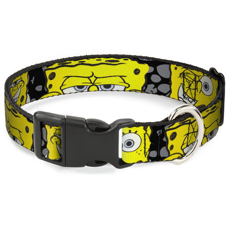 SpongeBob SquarePants Dog Collar 4 - CLOSE - UP Expressions Crackle Black/Gray/Yellow - Paramount Shop