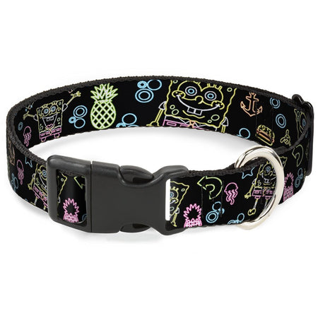 SpongeBob SquarePants Dog Collar Electric SpongeBob Poses/Elements Plastic Clip Black/Multi Color - Paramount Shop