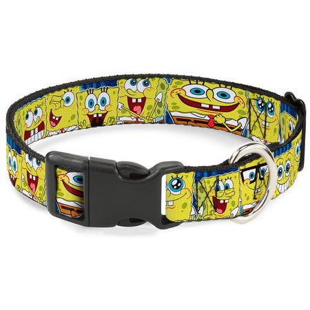 SpongeBob SquarePants Dog Collar Expressions Stripe Plastic Buckle Adjustable Blue - Paramount Shop