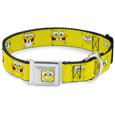 SpongeBob SquarePants Dog Collar Face Close - Up Seatbelt Buckle Yellow - Paramount Shop