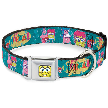 SpongeBob SquarePants Dog Collar SpongeBob Face Close - Up Seatbelt Buckle Aqua - Paramount Shop