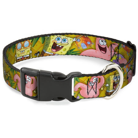 SpongeBob SquarePants Dog Collar SpongeBob & Patrick Starfish Poses Pineapple Design Gold - Paramount Shop