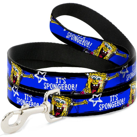SpongeBob SquarePants Dog Leash Pose IT'S SPONGEBOB! Stripe Black Blue White - Paramount Shop