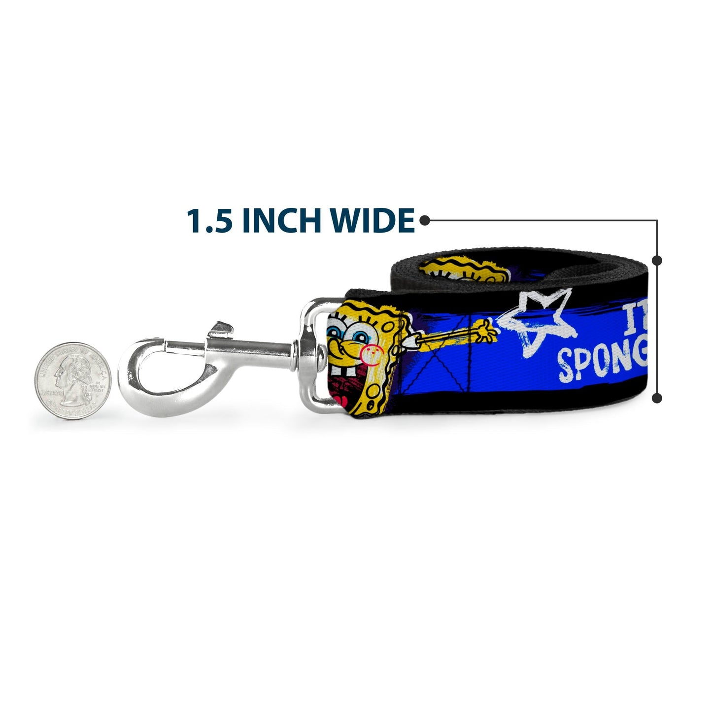 SpongeBob SquarePants Dog Leash Pose IT'S SPONGEBOB! Stripe Black Blue White - Paramount Shop