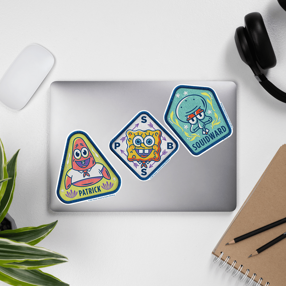 SpongeBob SquarePants Kamp Koral Character Badge Stickers Pack of 3 - Paramount Shop