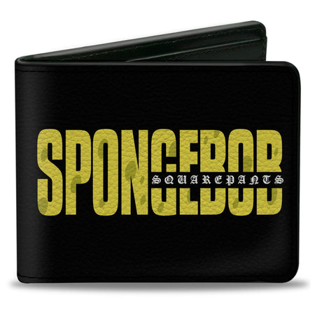SpongeBob SquarePants Logo Bi - Fold Wallet Title Logo Vegan Leather Black/Yellow - Paramount Shop