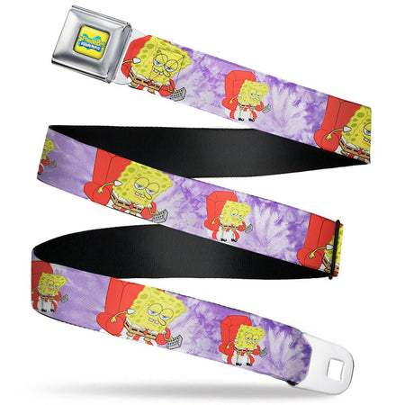 SpongeBob SquarePants Logo Seatbelt Belt Dozing Meme Pose Tie Dye Yellow Purple - Paramount Shop