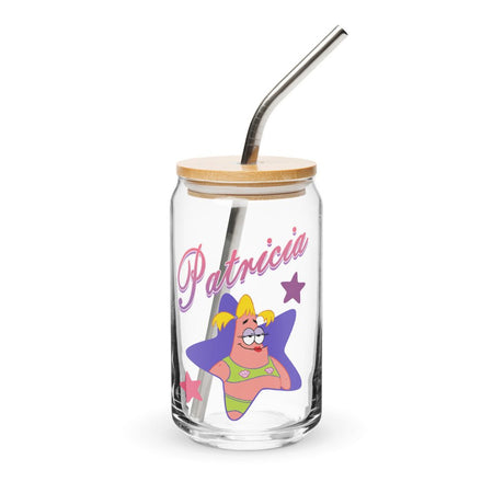SpongeBob SquarePants Patricia Can - Shaped Glass with Lid and Straw - Paramount Shop