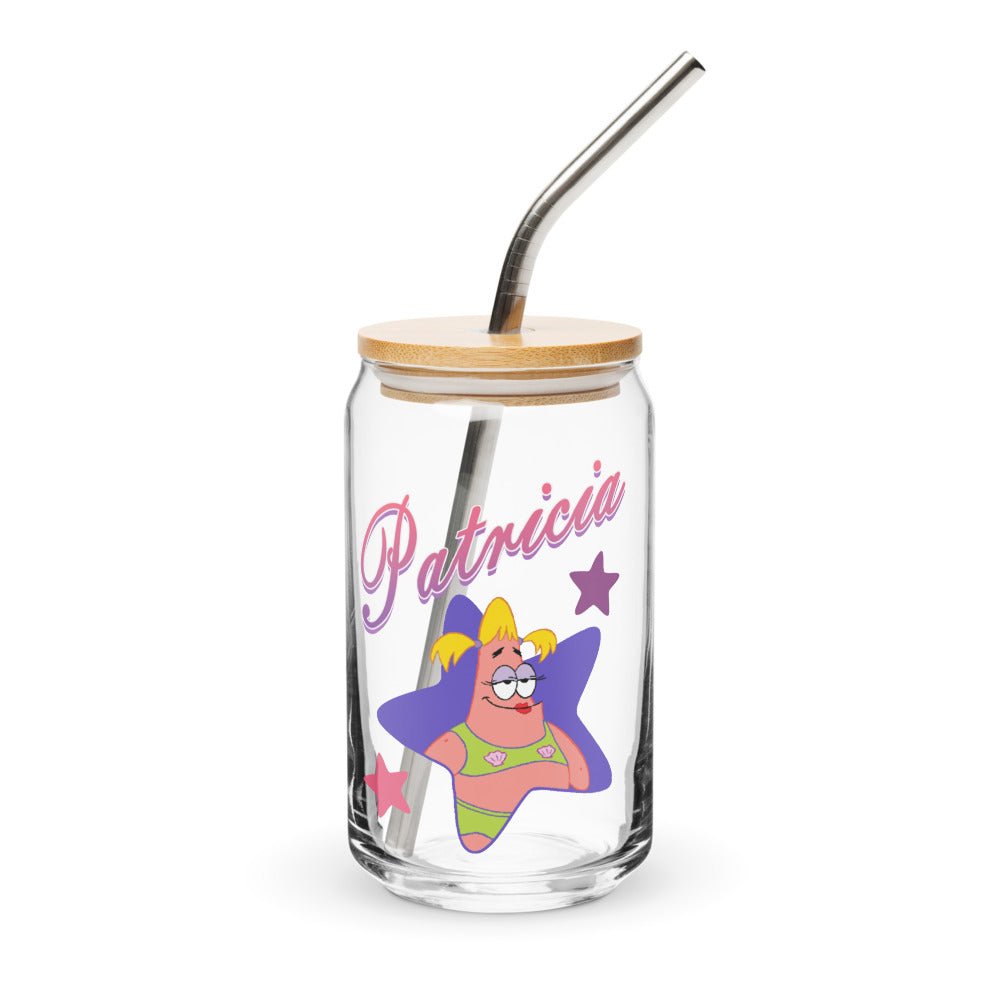 SpongeBob SquarePants Patricia Can - Shaped Glass with Lid and Straw - Paramount Shop
