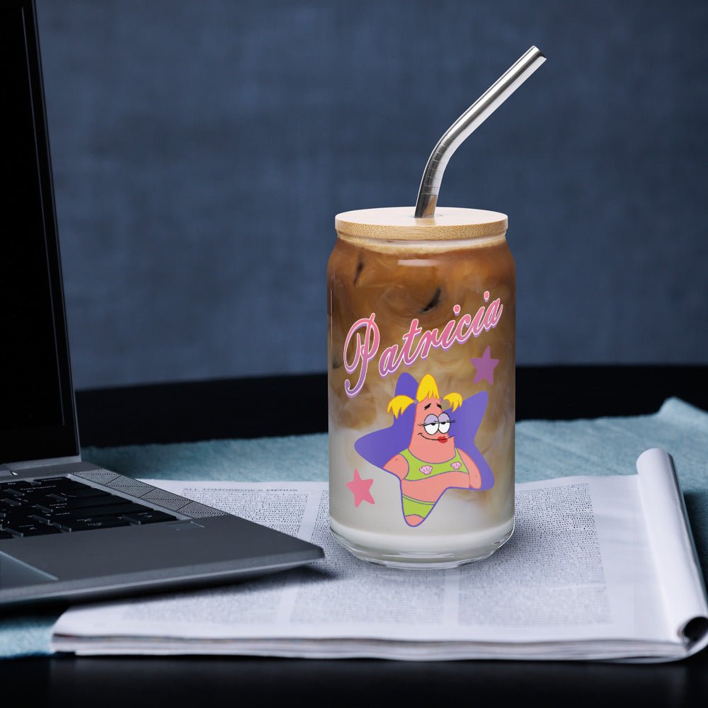 SpongeBob SquarePants Patricia Can - Shaped Glass with Lid and Straw - Paramount Shop
