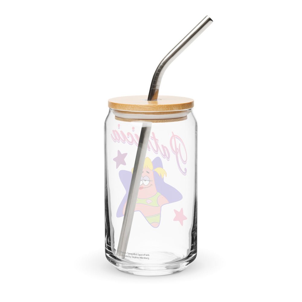 SpongeBob SquarePants Patricia Can - Shaped Glass with Lid and Straw - Paramount Shop