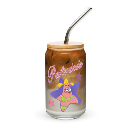 SpongeBob SquarePants Patricia Can - Shaped Glass with Lid and Straw - Paramount Shop