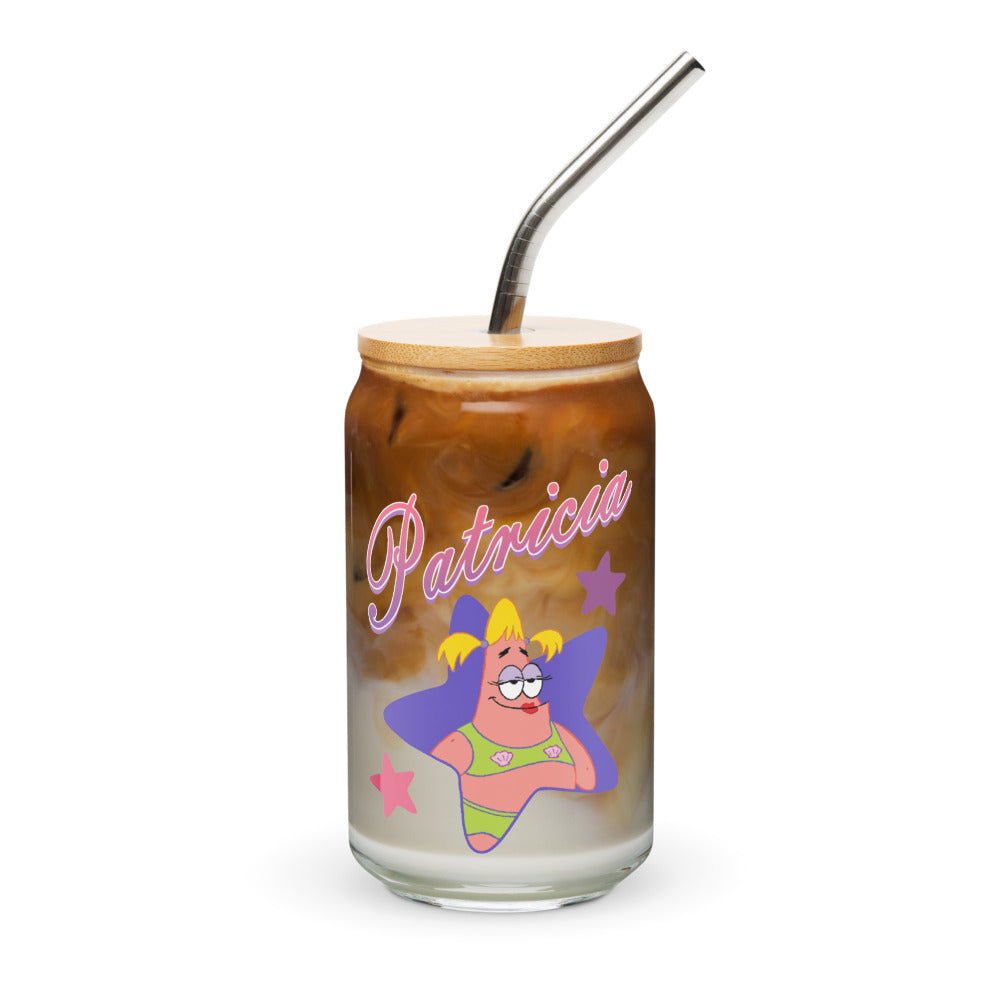 SpongeBob SquarePants Patricia Can - Shaped Glass with Lid and Straw - Paramount Shop
