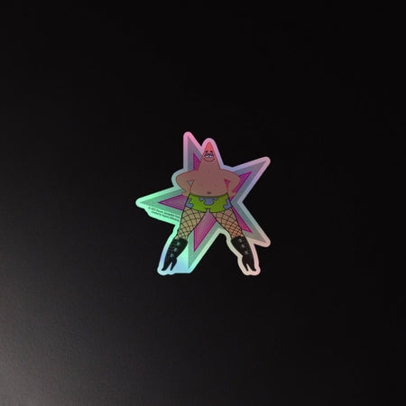 SpongeBob SquarePants Patrick Fishnets Stay Fancy Holographic Sticker - Paramount Shop