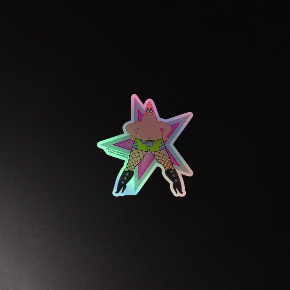 SpongeBob SquarePants Patrick Fishnets Stay Fancy Holographic Sticker - Paramount Shop