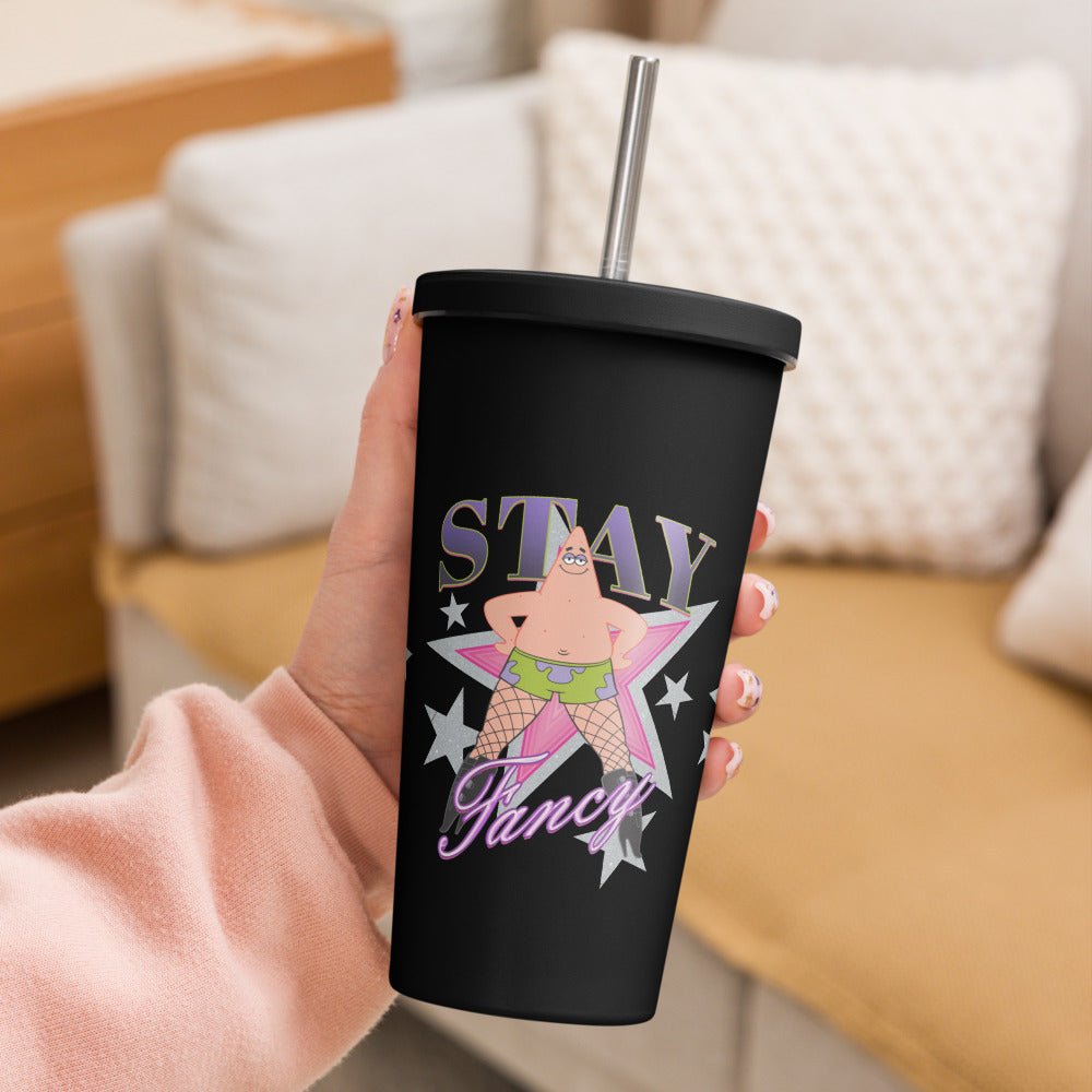 SpongeBob SquarePants Patrick Fishnets Stay Fancy Insulated Tumbler with a Straw - Paramount Shop