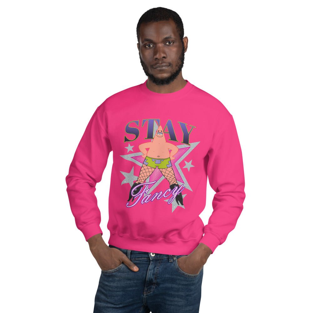 SpongeBob SquarePants Patrick Fishnets Stay Fancy Unisex Crewneck Sweatshirt - Paramount Shop
