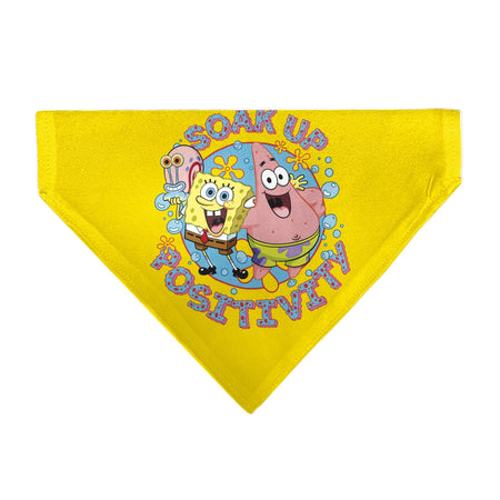 SpongeBob SquarePants Pet Bandana Friends SOAK UP POSITIVITY Pose Over the Collar Double - Sided Yellow - Paramount Shop